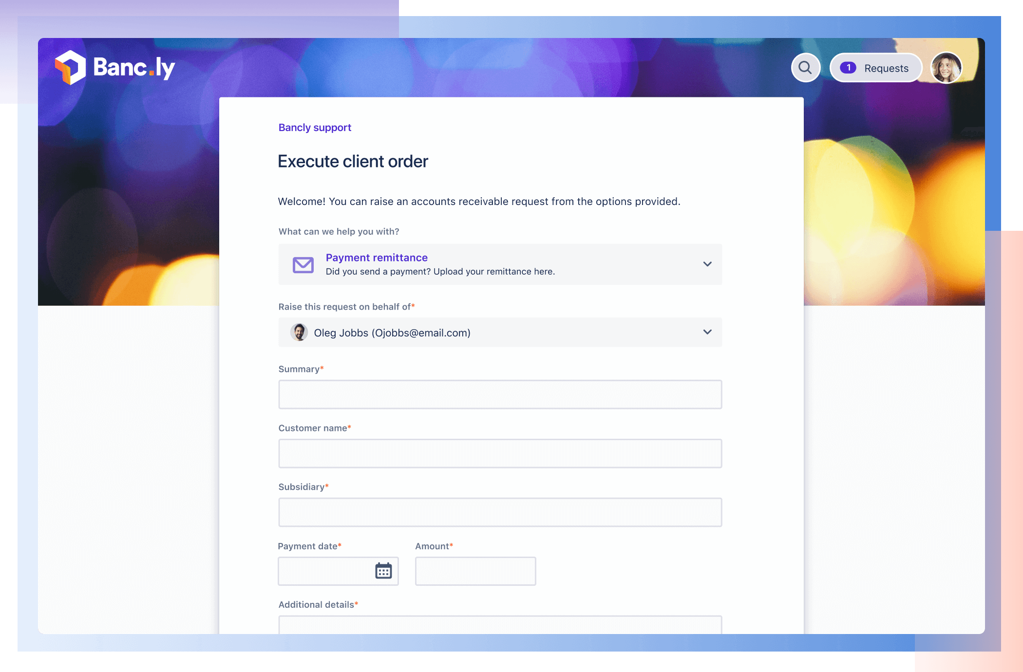 Jira Service Management financial form