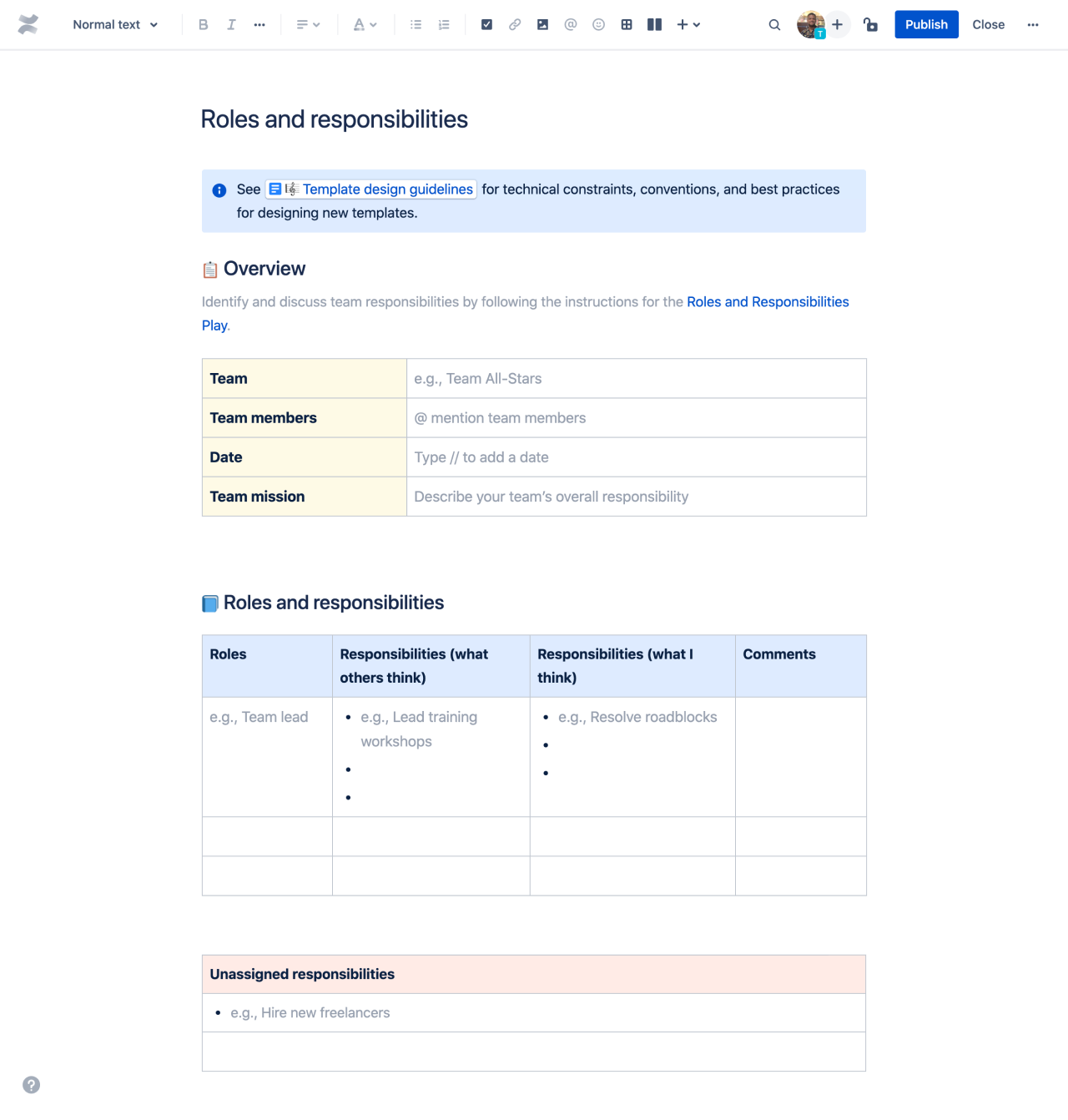 Roles and responsibilities template