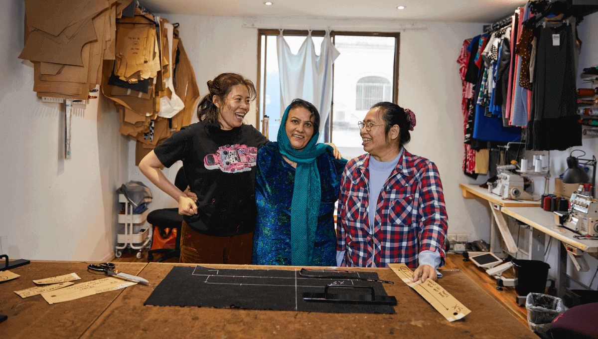 Three women from the Social Outfit getting trained for new employment opportunities in Australia.