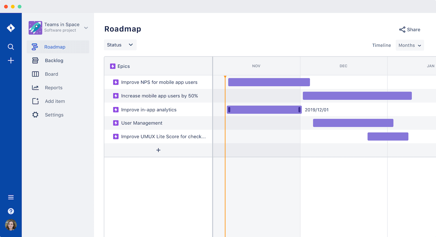 Jira 로드맵 스크린샷