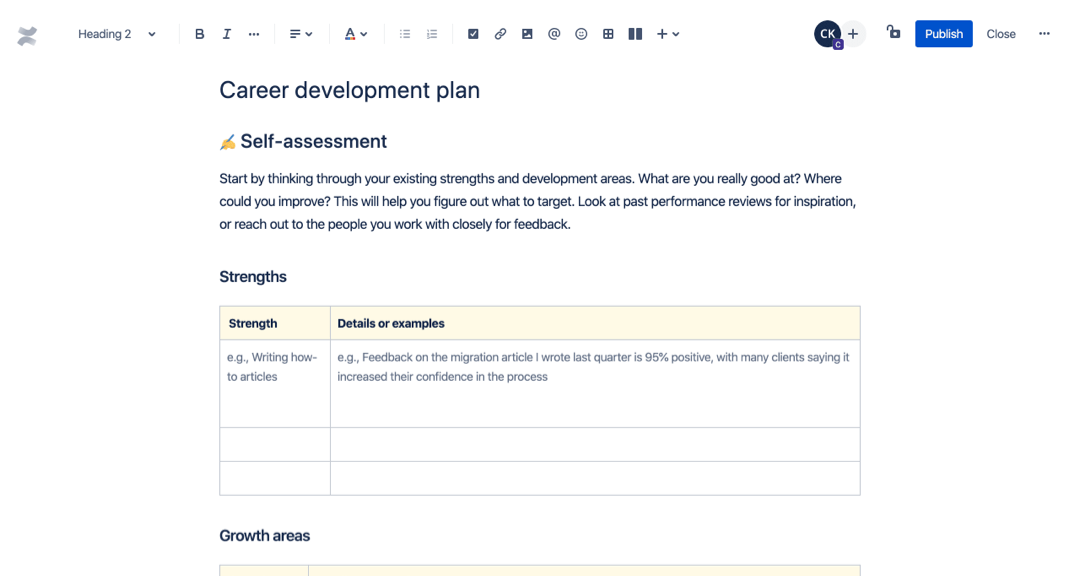 Career development plan template