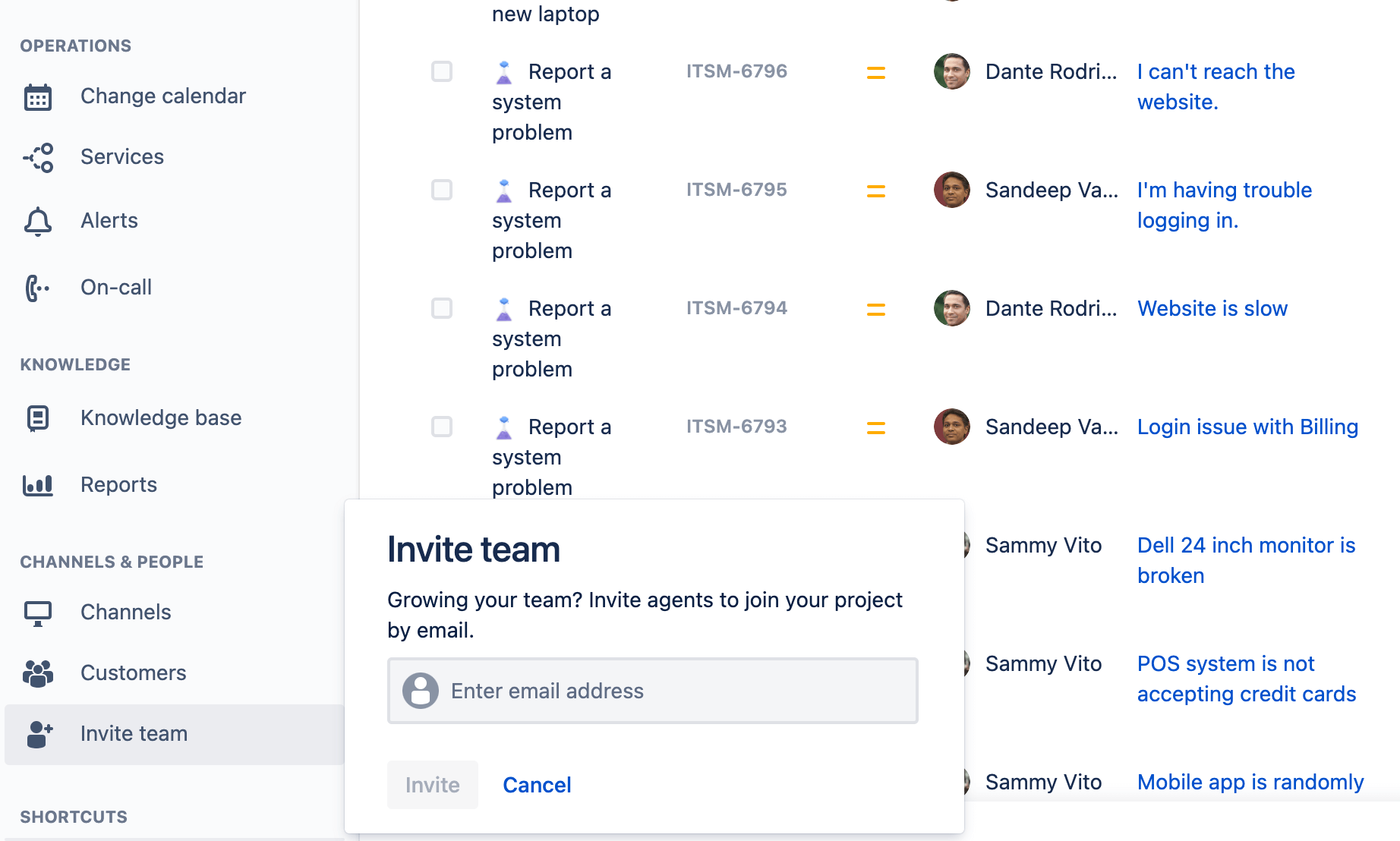 Invite team members to your project in Jira Service Management