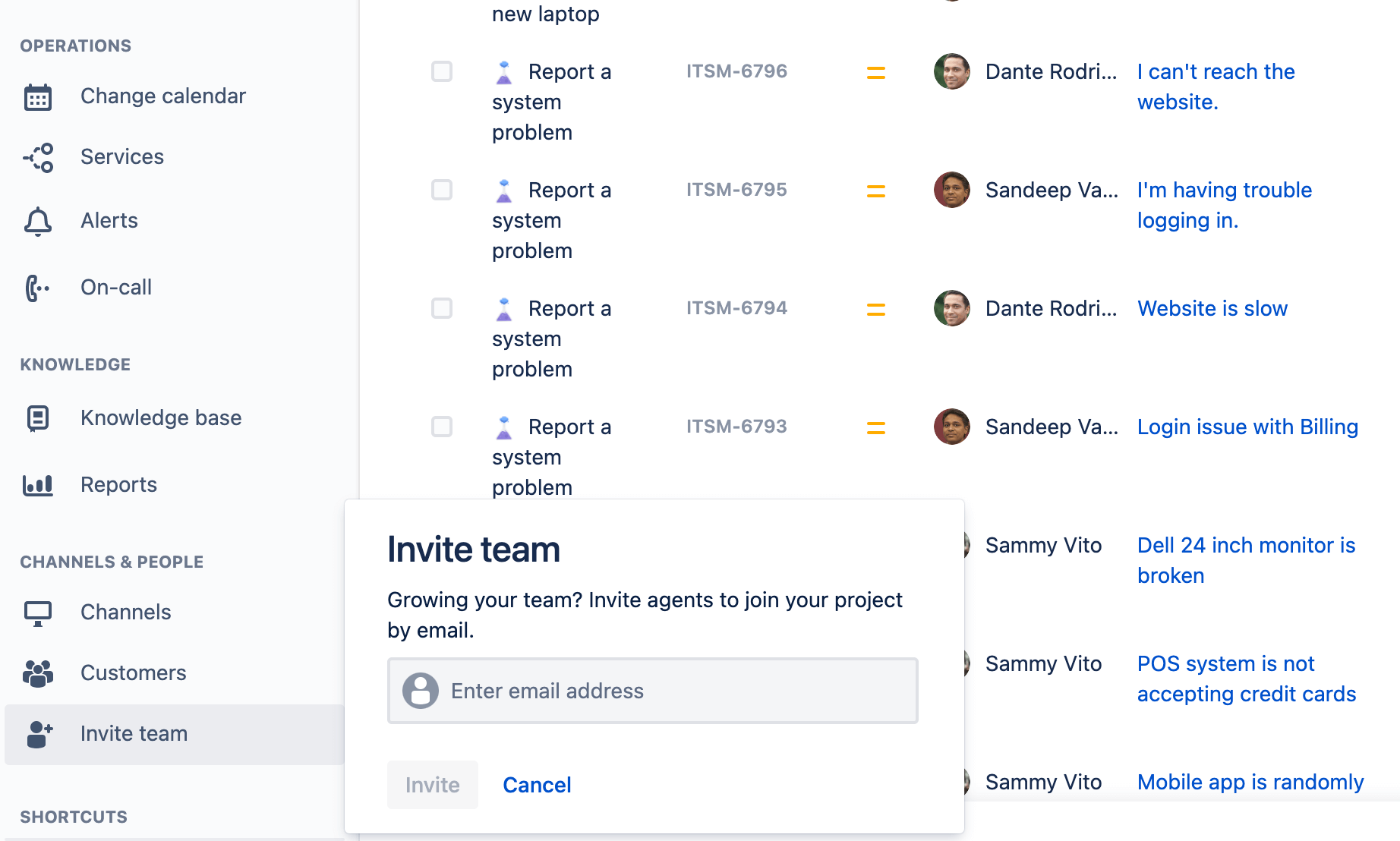 Invita a los miembros del equipo a tu proyecto en Jira Service Management