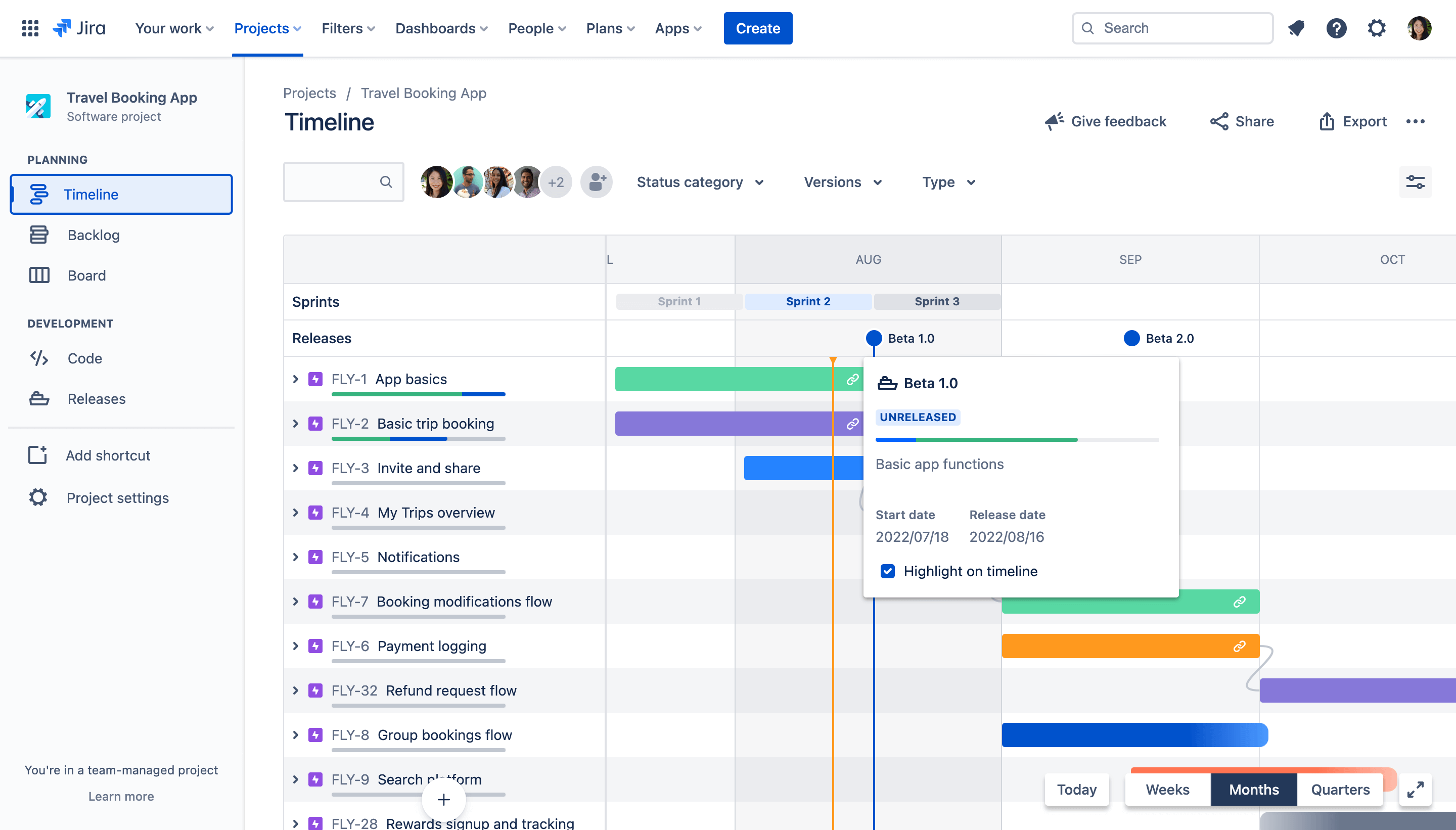 Screenshot van Roadmaps