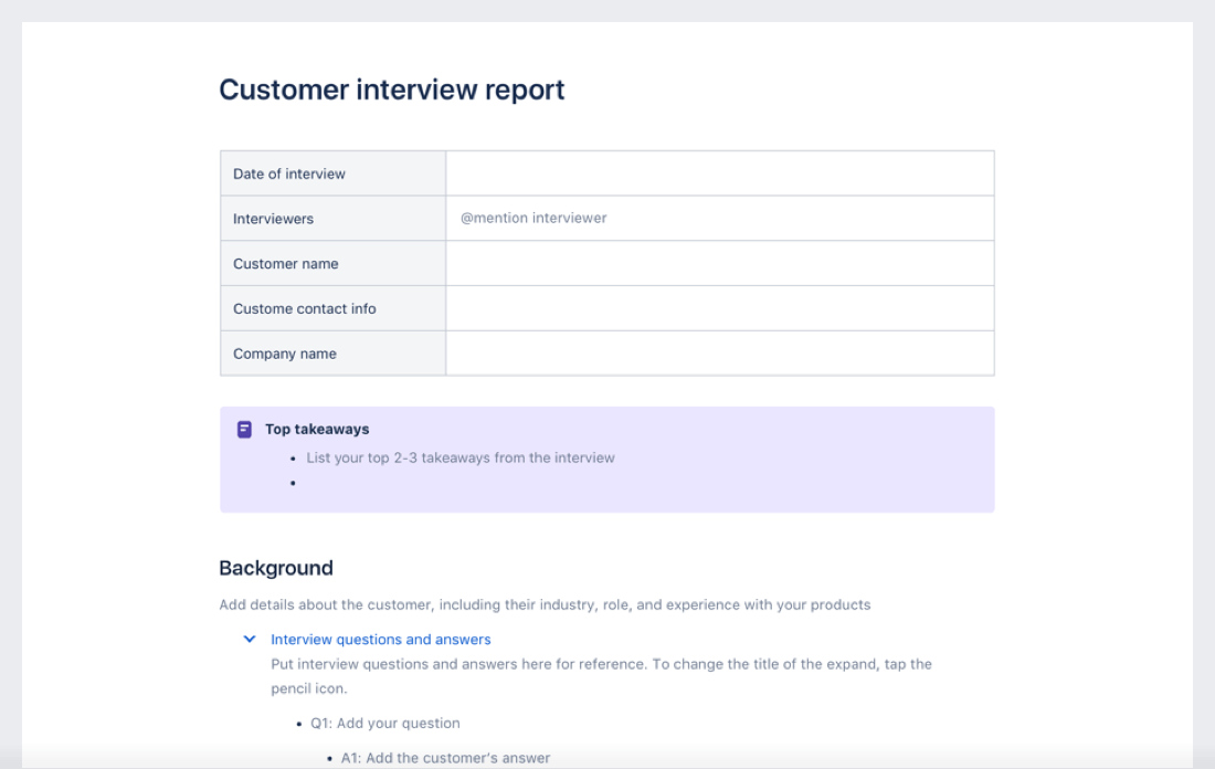 Customer interview report