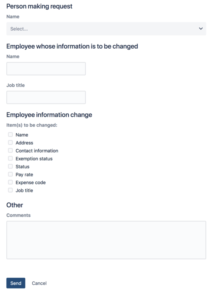 Przykład formularzy warunkowych w Jira Service Management — zrzut ekranu