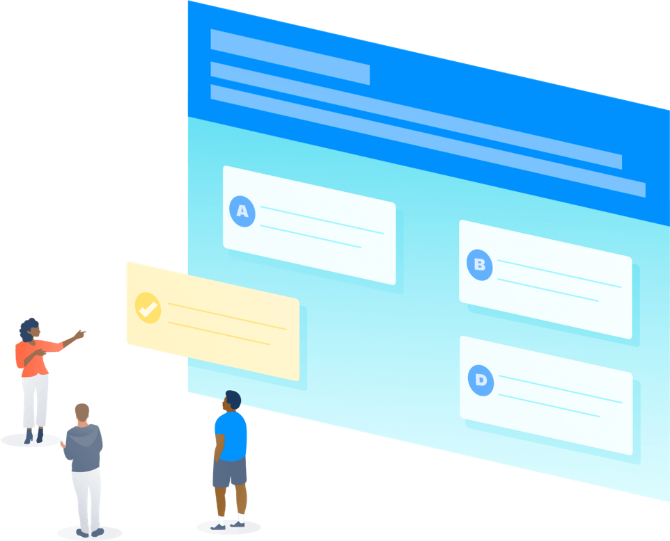 4 つのブロックから選択する人形の図