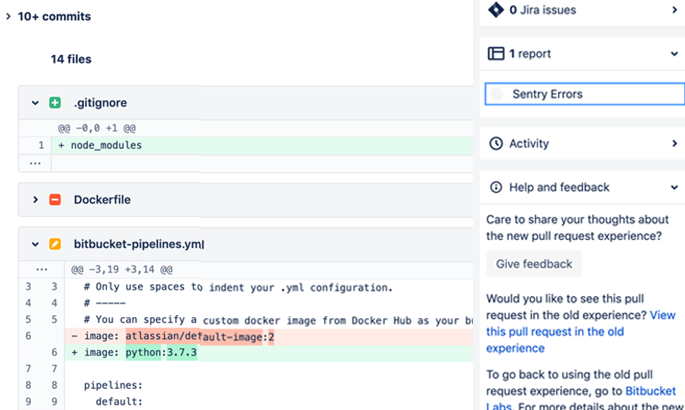 Errors displayed in Sentry Pipe for Bitbucket Pipelines