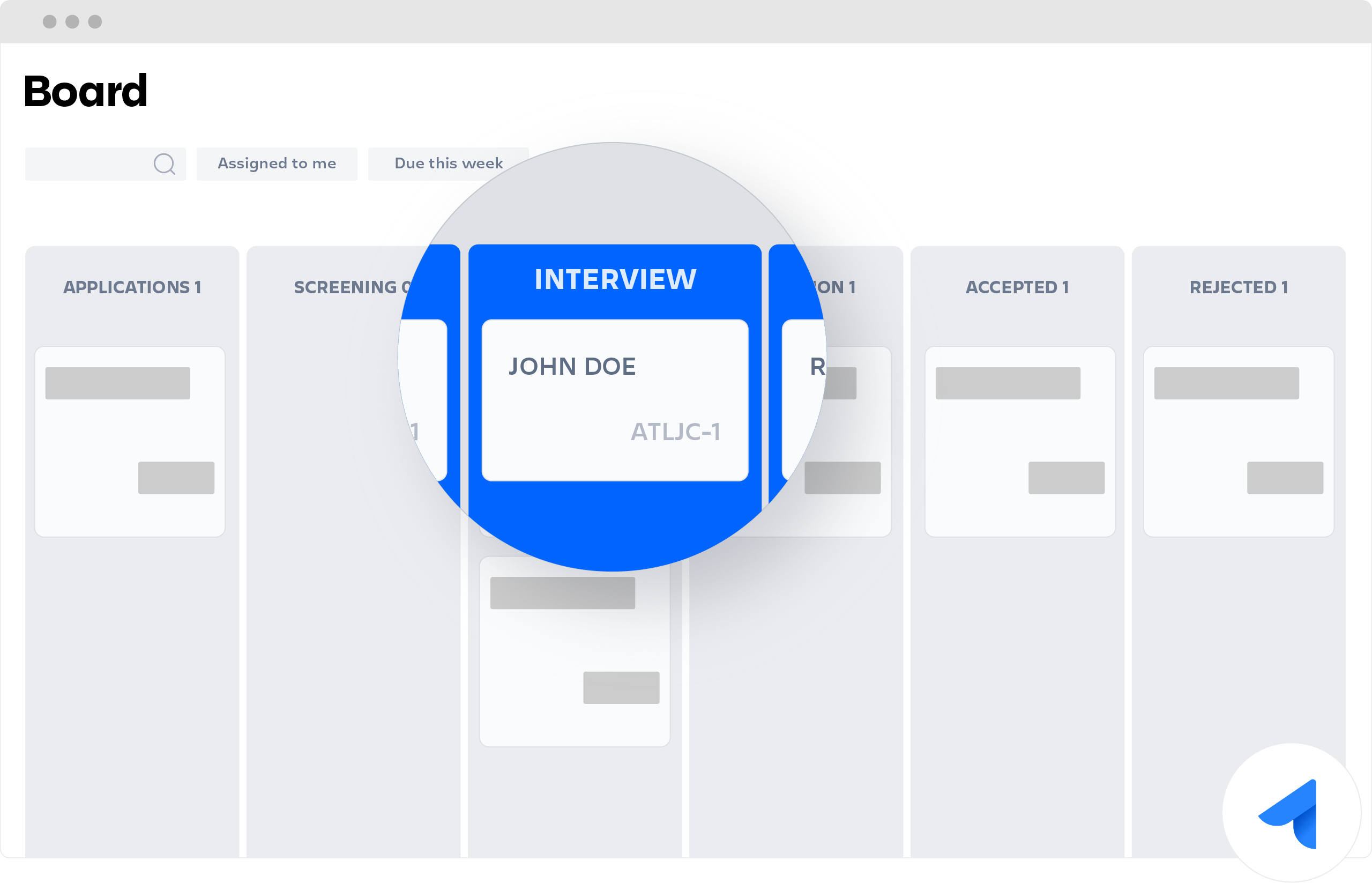 Jira Core-bord met sollicitatiegesprekbaan