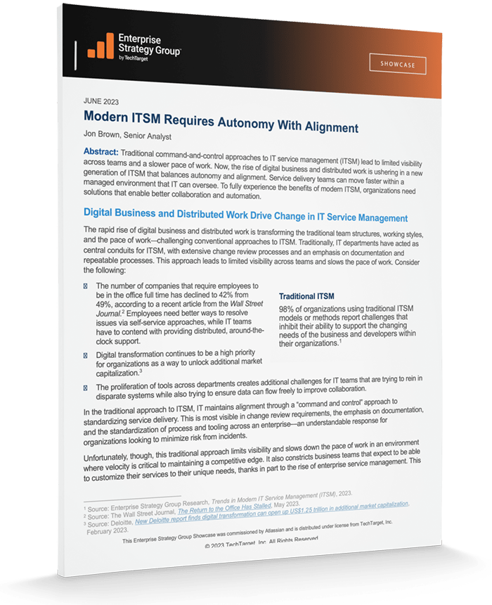 Modern ITSM requires autonomy with alignment PDF cover