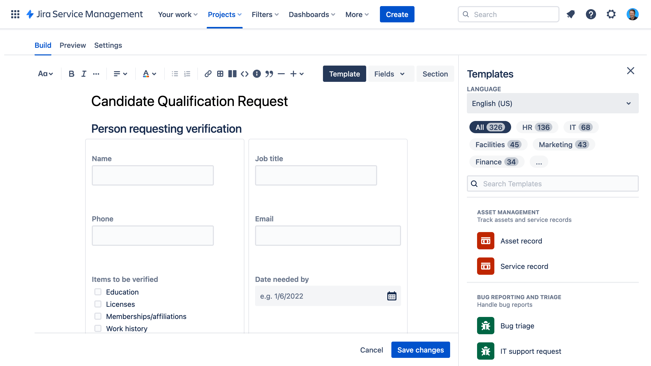 Jira Service Management のカスタマイズ可能なフォーム ビルダー