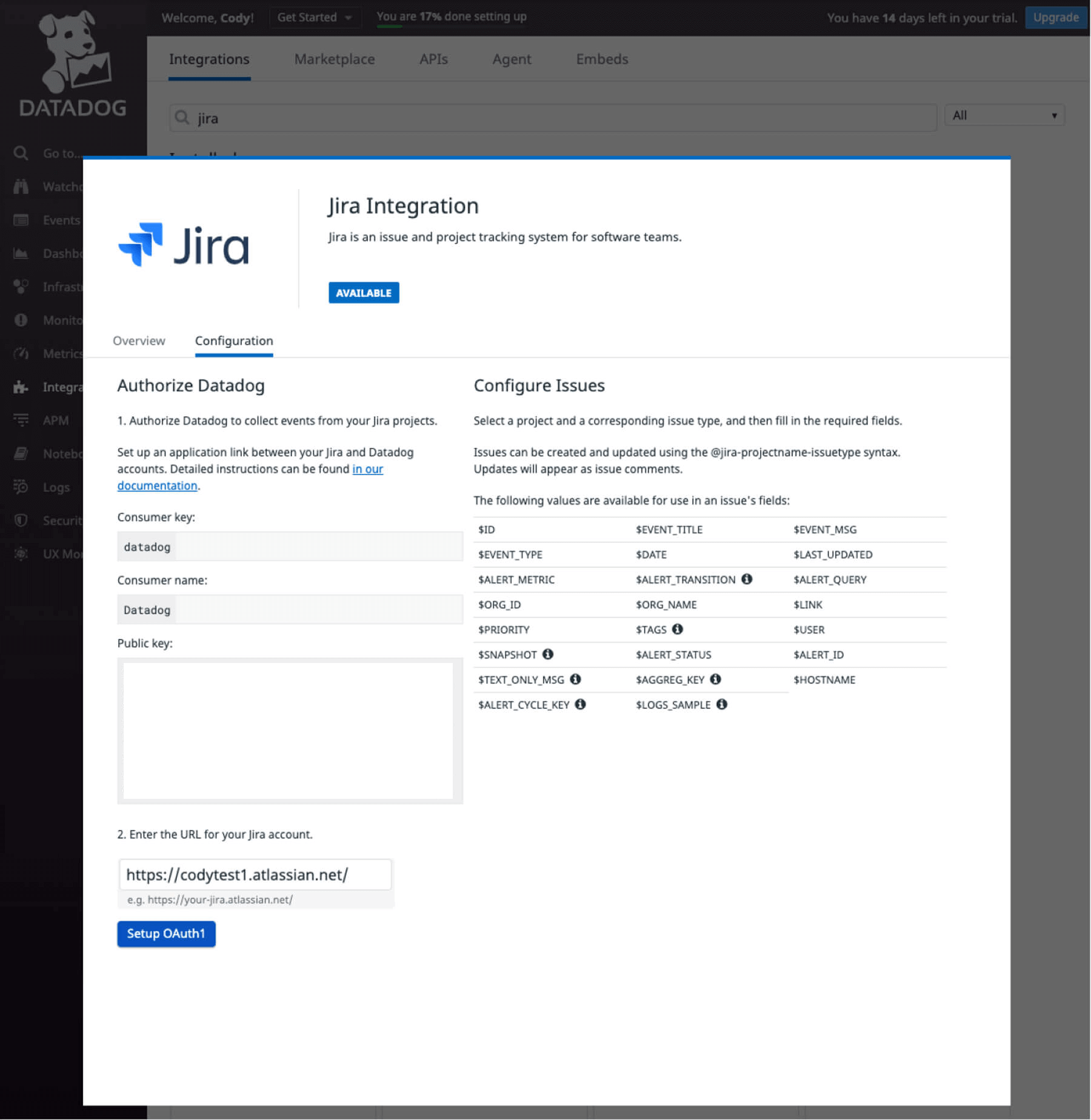 Datadog configuration