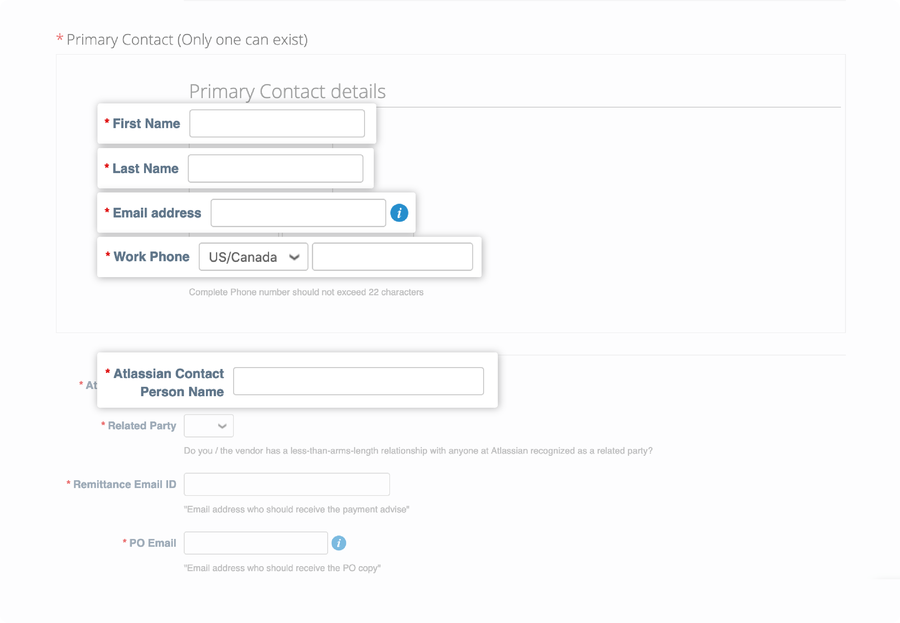 Supplier response form for USA based vendors