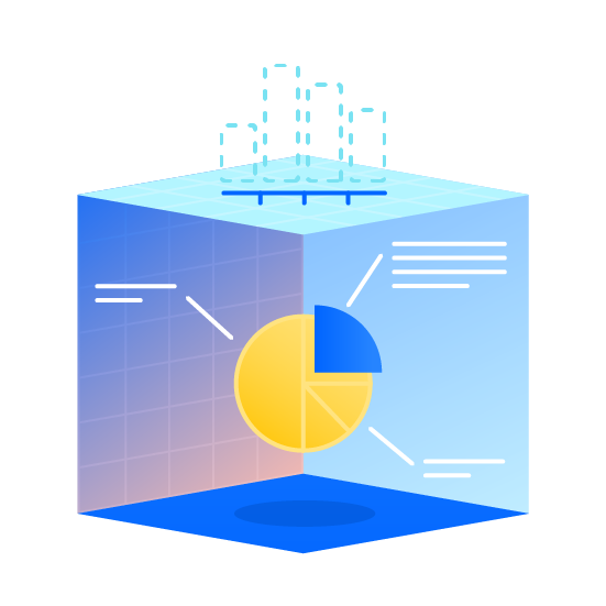 Illustration d'un graphique à secteurs dans un cube