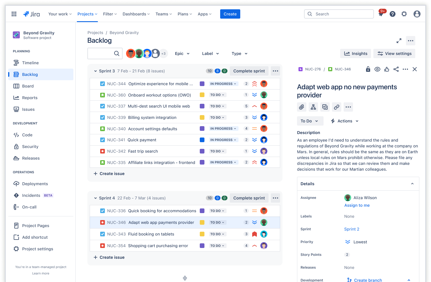 Dashboards screenshot.