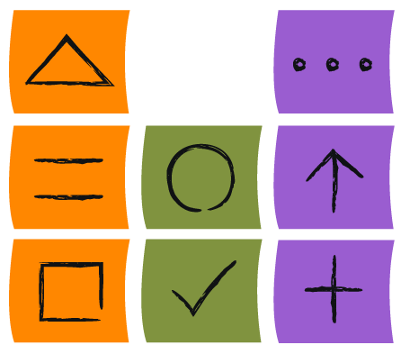 Chart with status symbols.