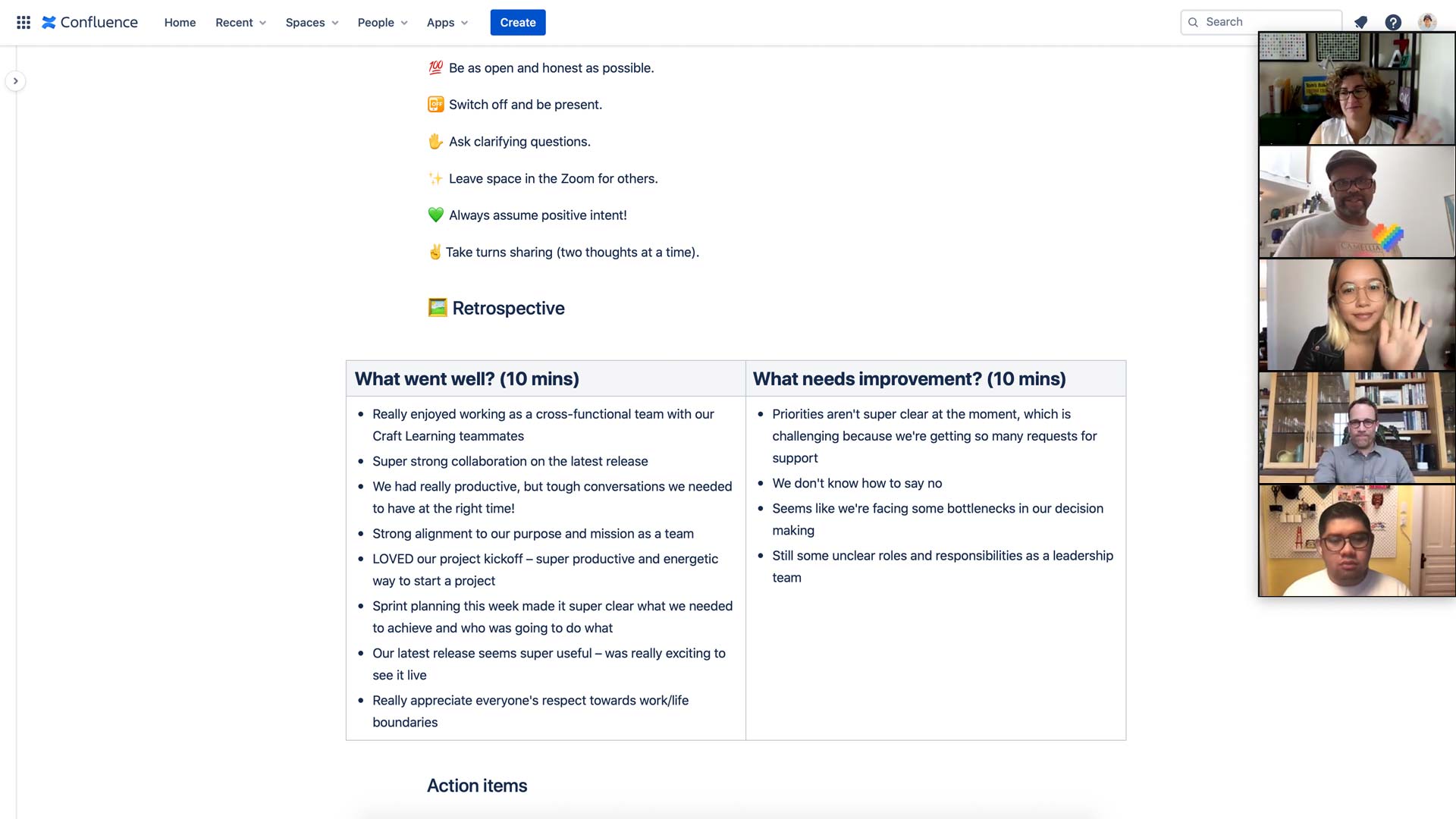 Screenshot of Confluence Template