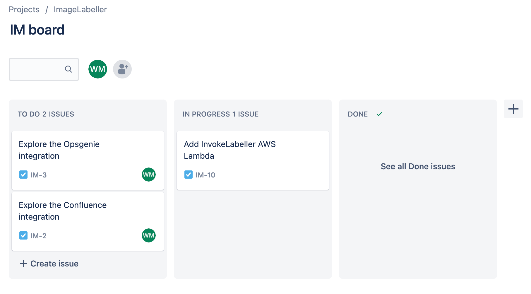 Captura de tela exibindo itens do Jira em um quadro do Jira