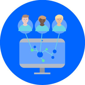 Illustration d'un réseau de personnes contribuant à un objectif commun