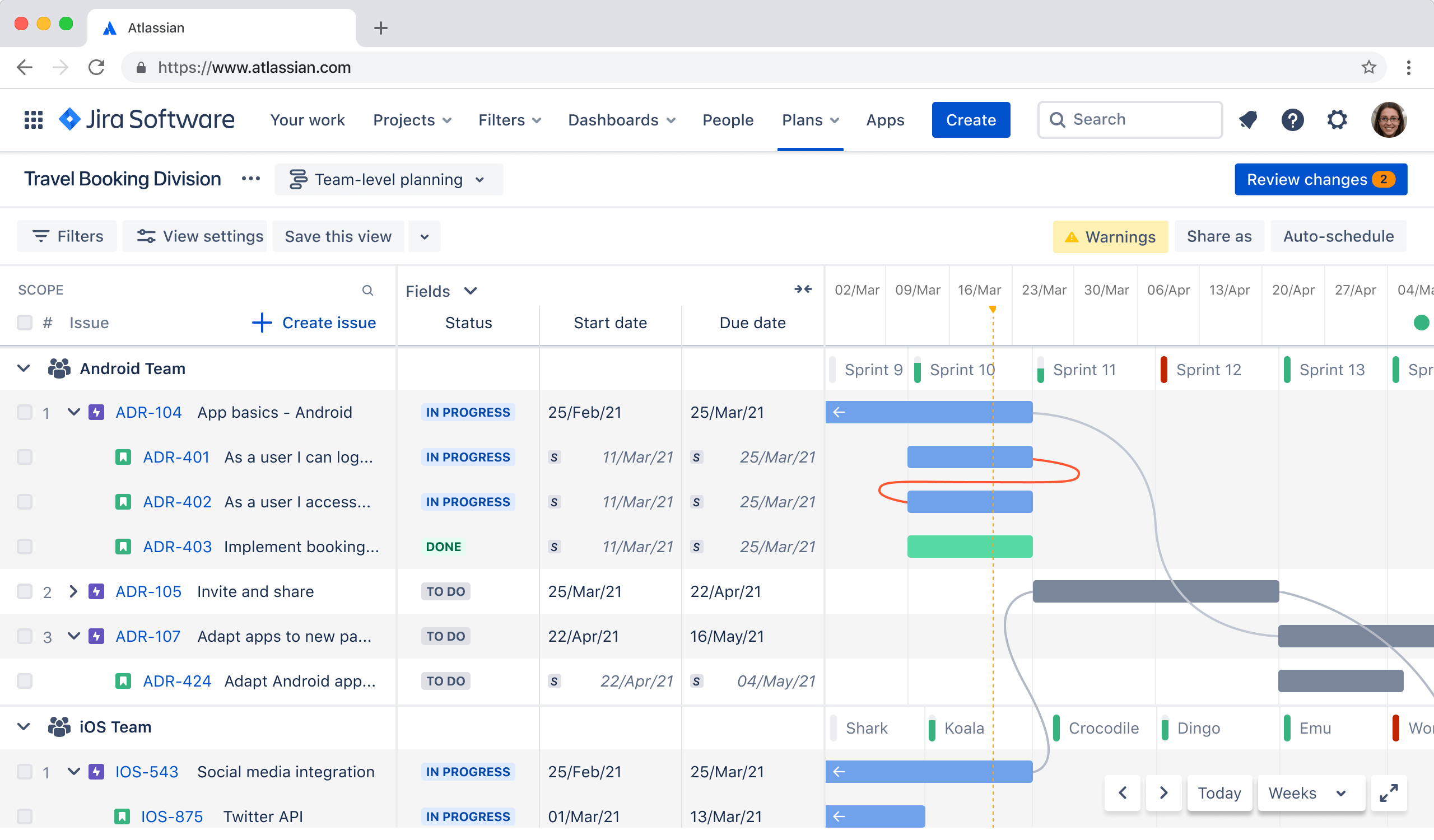 Advanced roadmap screenshot