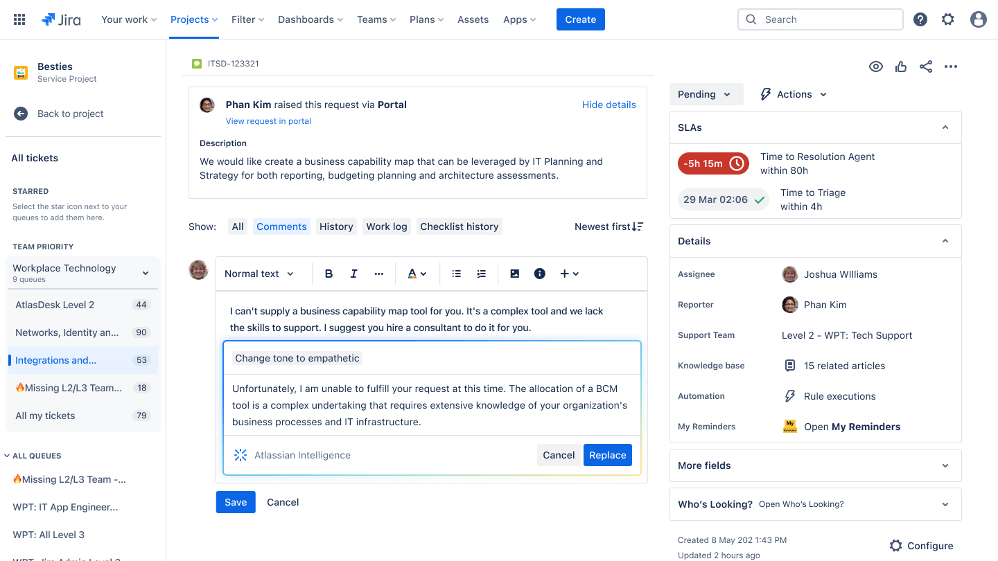 AI issue summaries for Jira Service Management