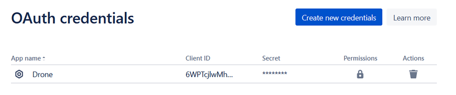 Nowy wpis poświadczeń OAuth