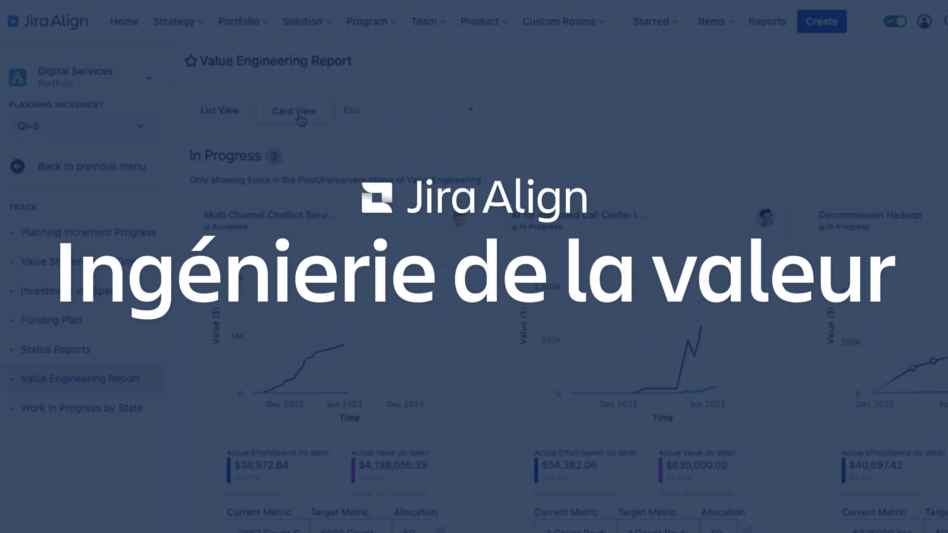 Value Engineering with Jira Align screen