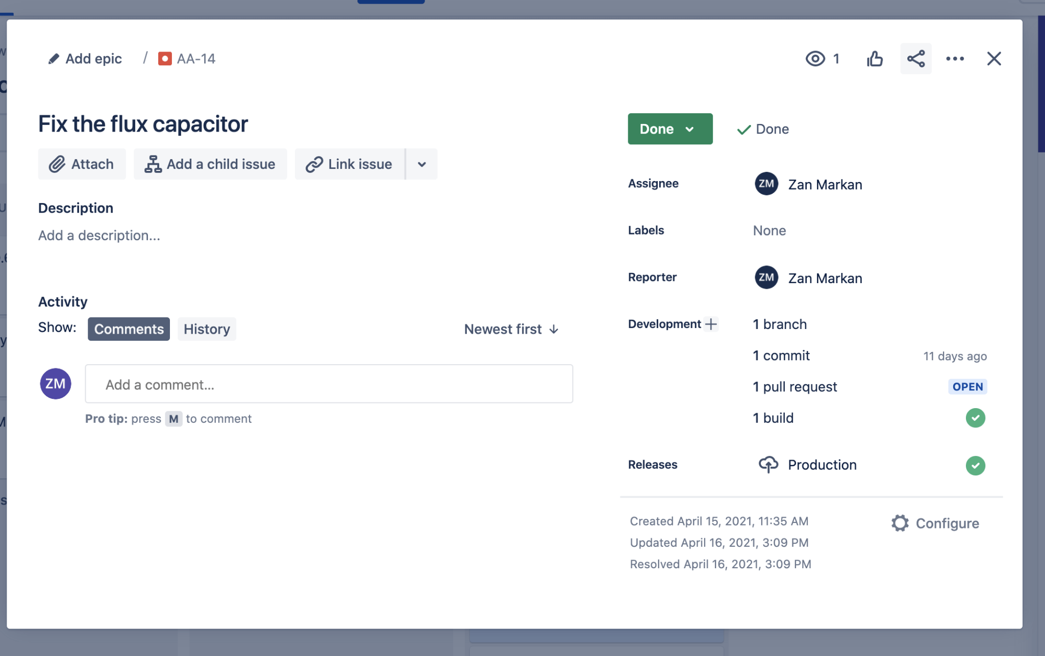 Jira Software のビルド、テスト、デプロイのステータスを表示する