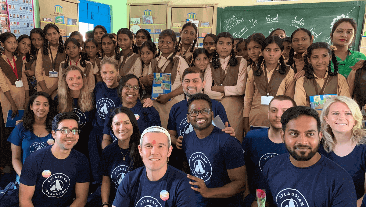 A group of Atlassians visits Room to Read in India