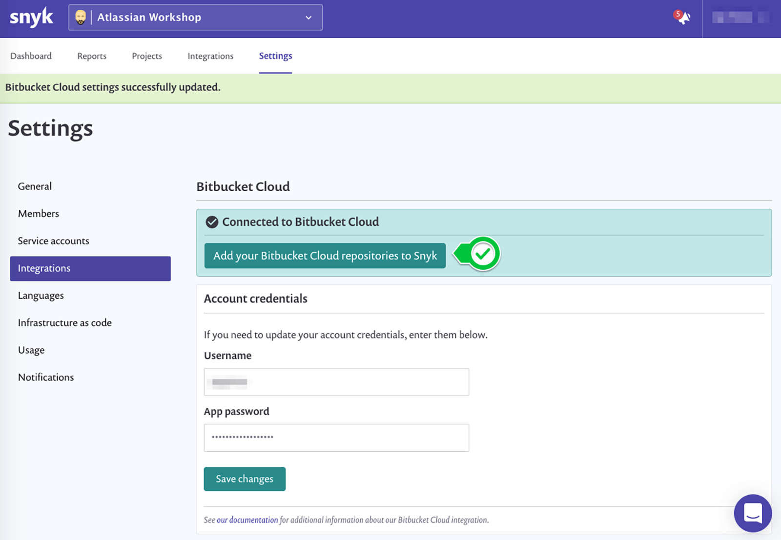 Add Bitbucket Cloud repositories to Snyk