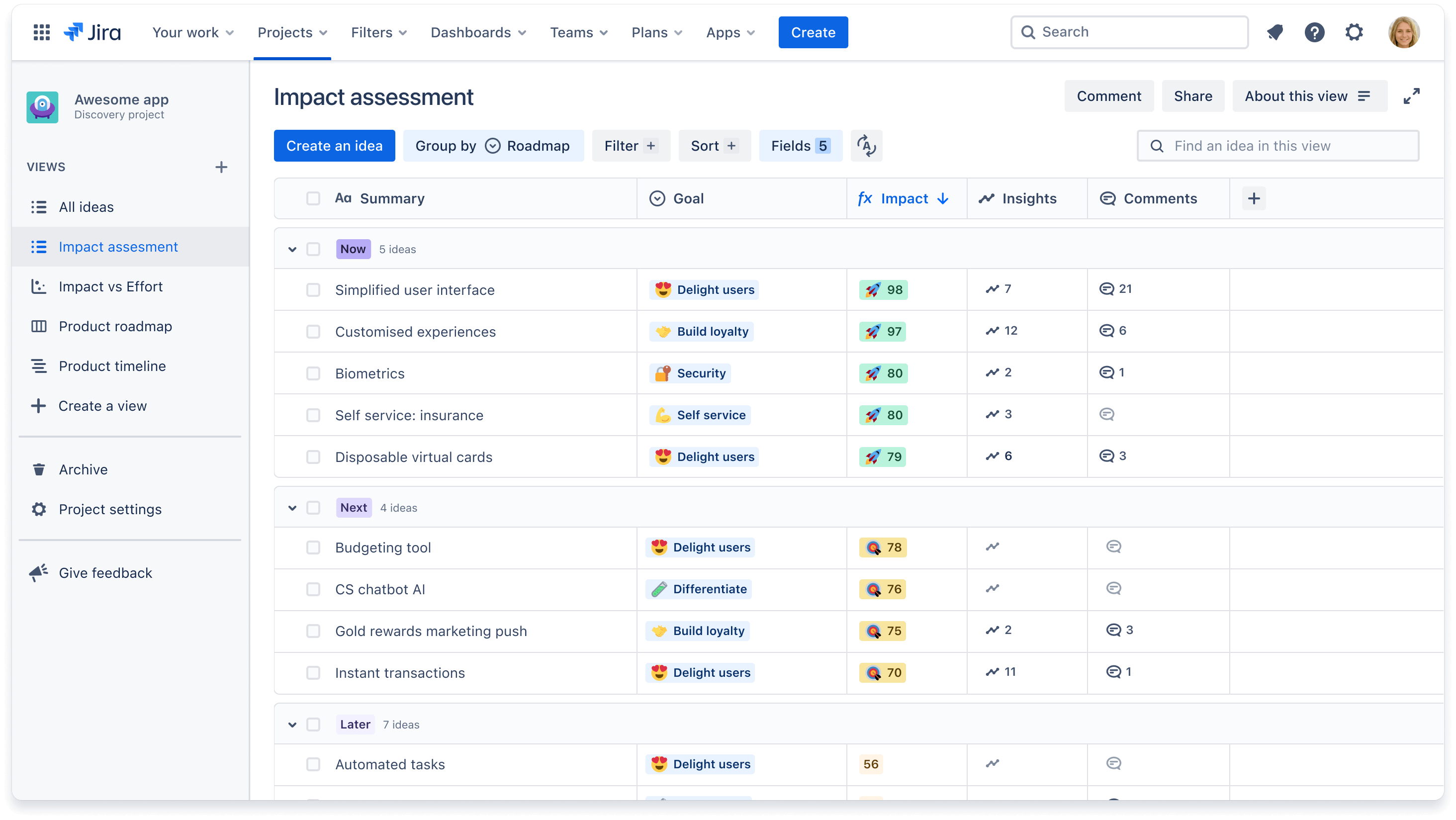 Vue Liste groupée