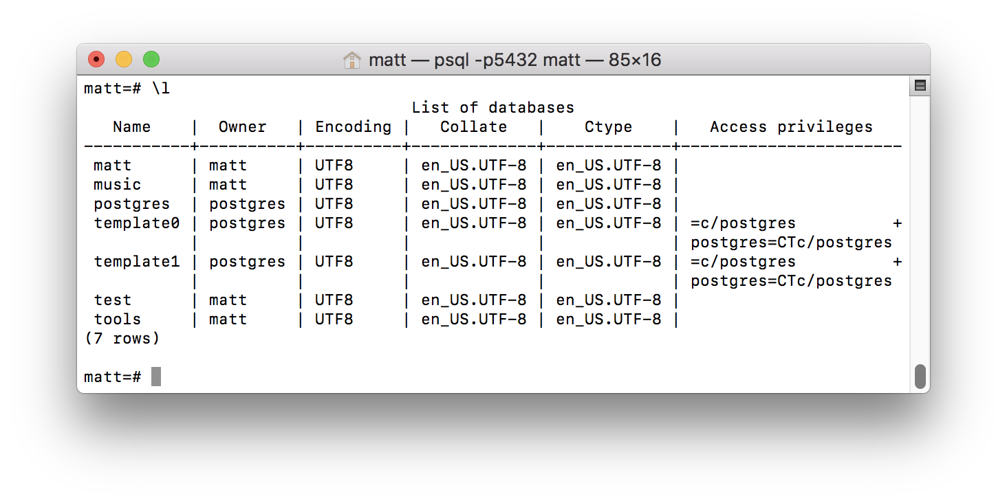 list of databases from psql