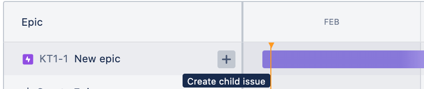 Crear una incidencia secundaria en la hoja de ruta de Jira Software