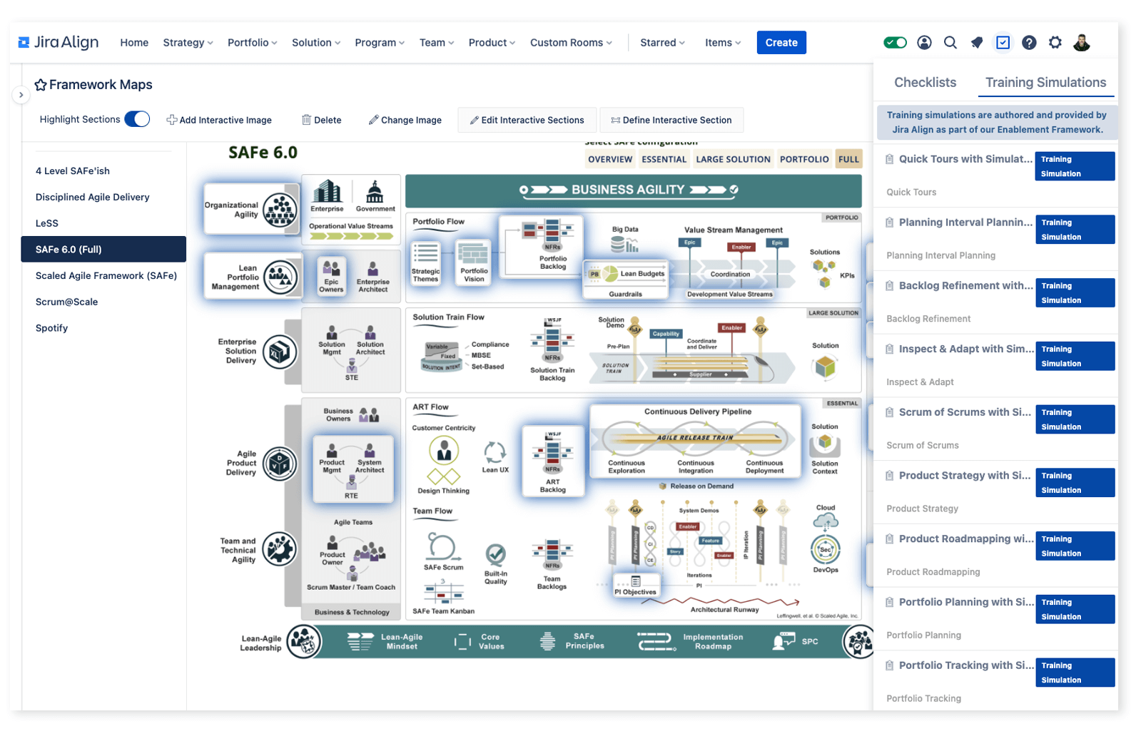 Feuille de route SAFe avec capture d'écran de checklist.