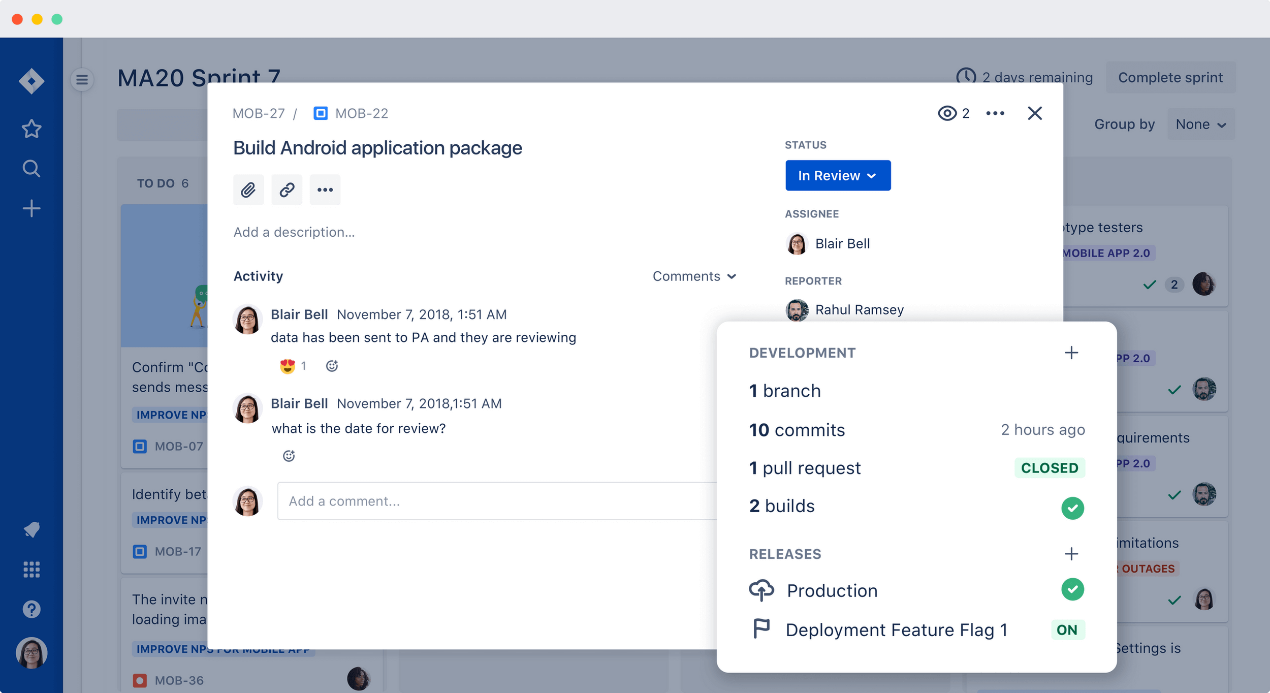 Jira Software-Statusaktualisierungen