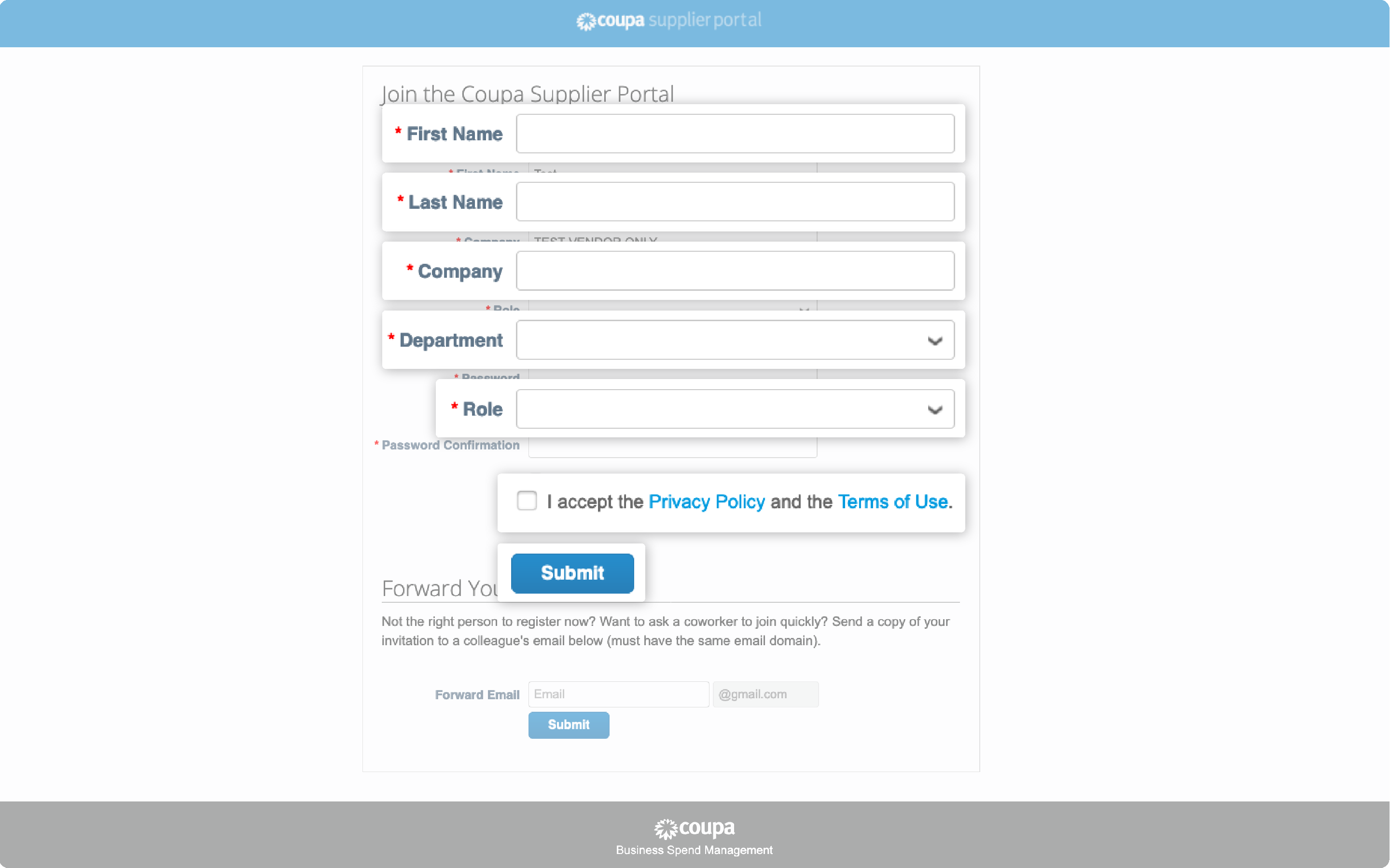 Coupa Supplier Portal directed from action required email