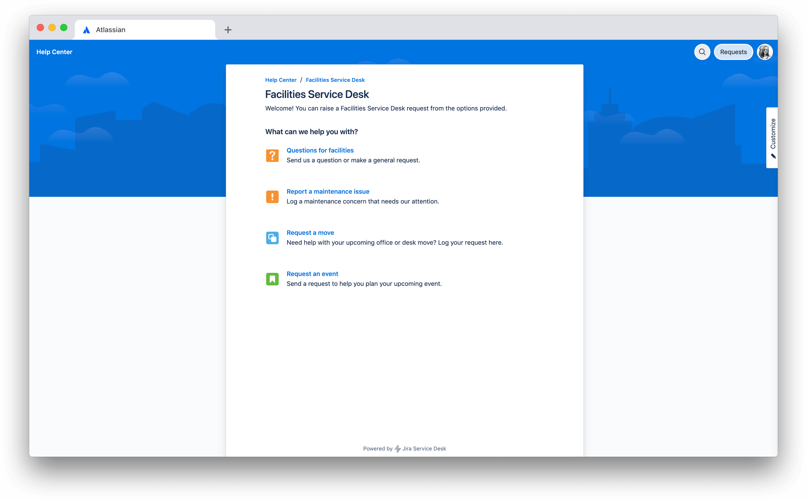 Jira Service Desk portal