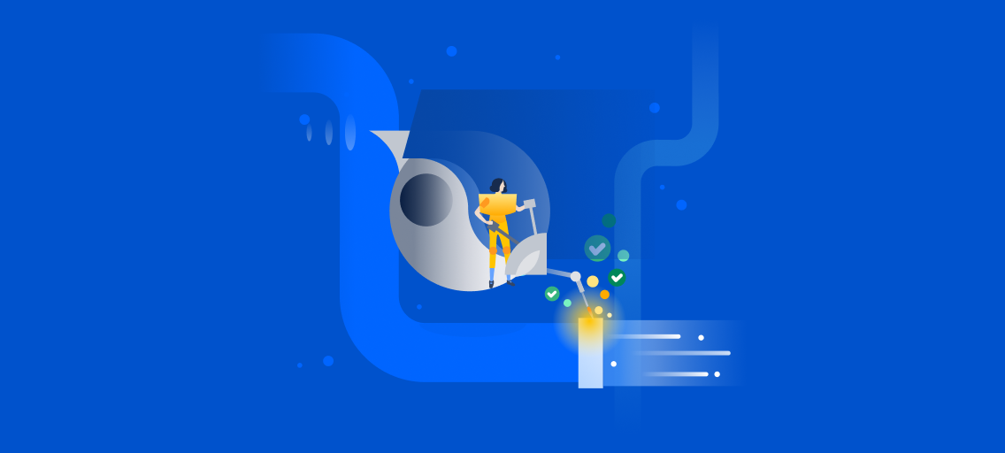 An einer Pipeline arbeitende Person