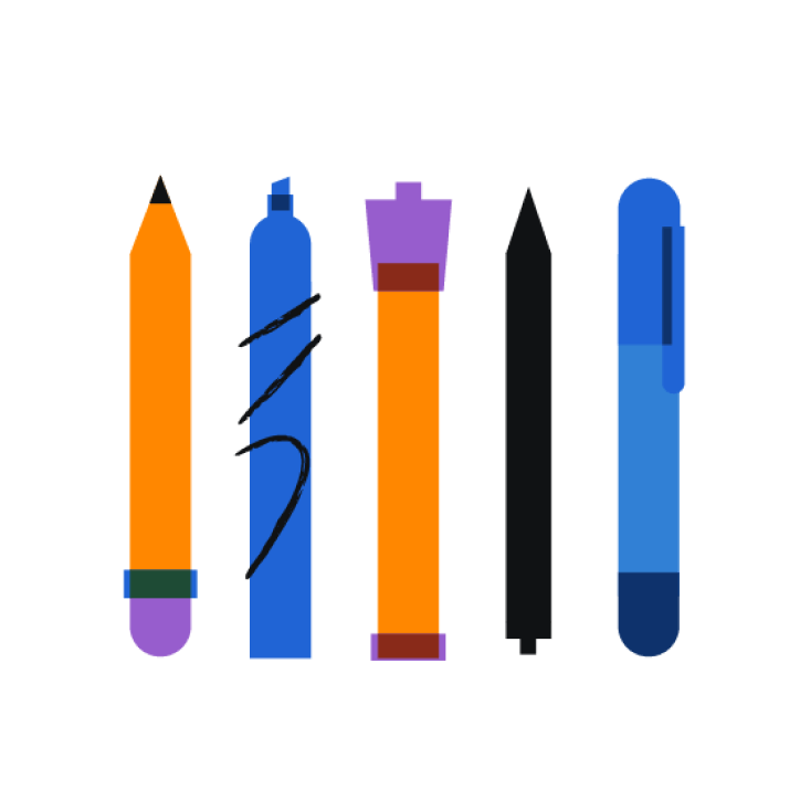 Pens and pencils.