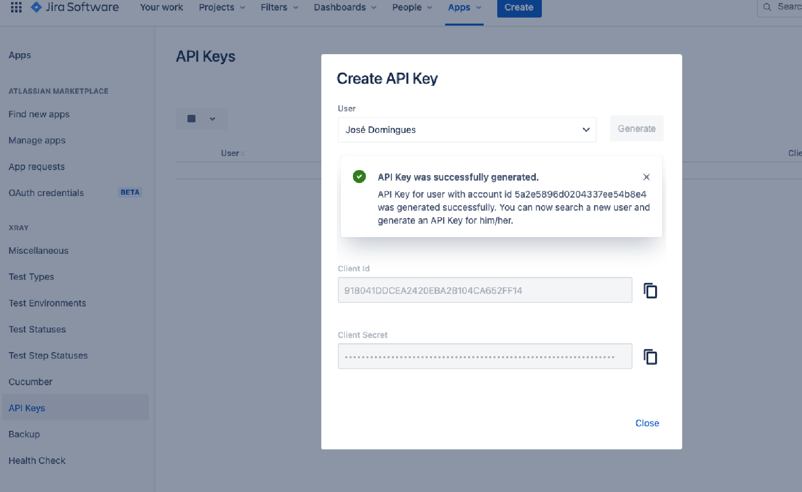 Create API Key (Создать ключ API)