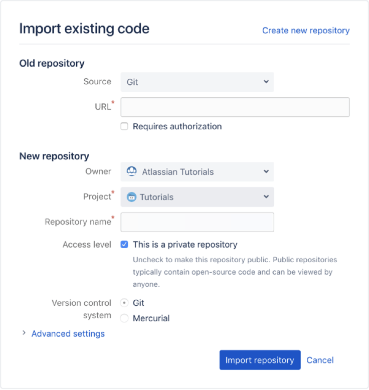 Criar um novo repositório