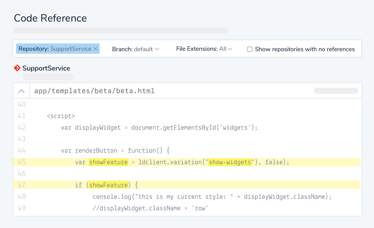 Launch Darkly code references highlight all your feature flags