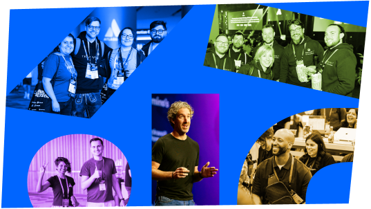 graphic collage of previous attendees and speakers at Team event