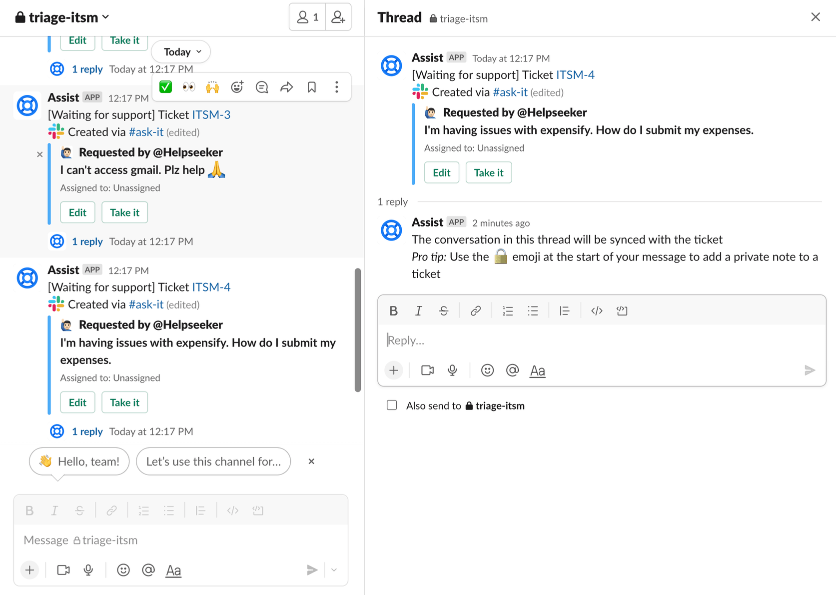 Tri des demandes de support à l'aide du chat Jira Service Management