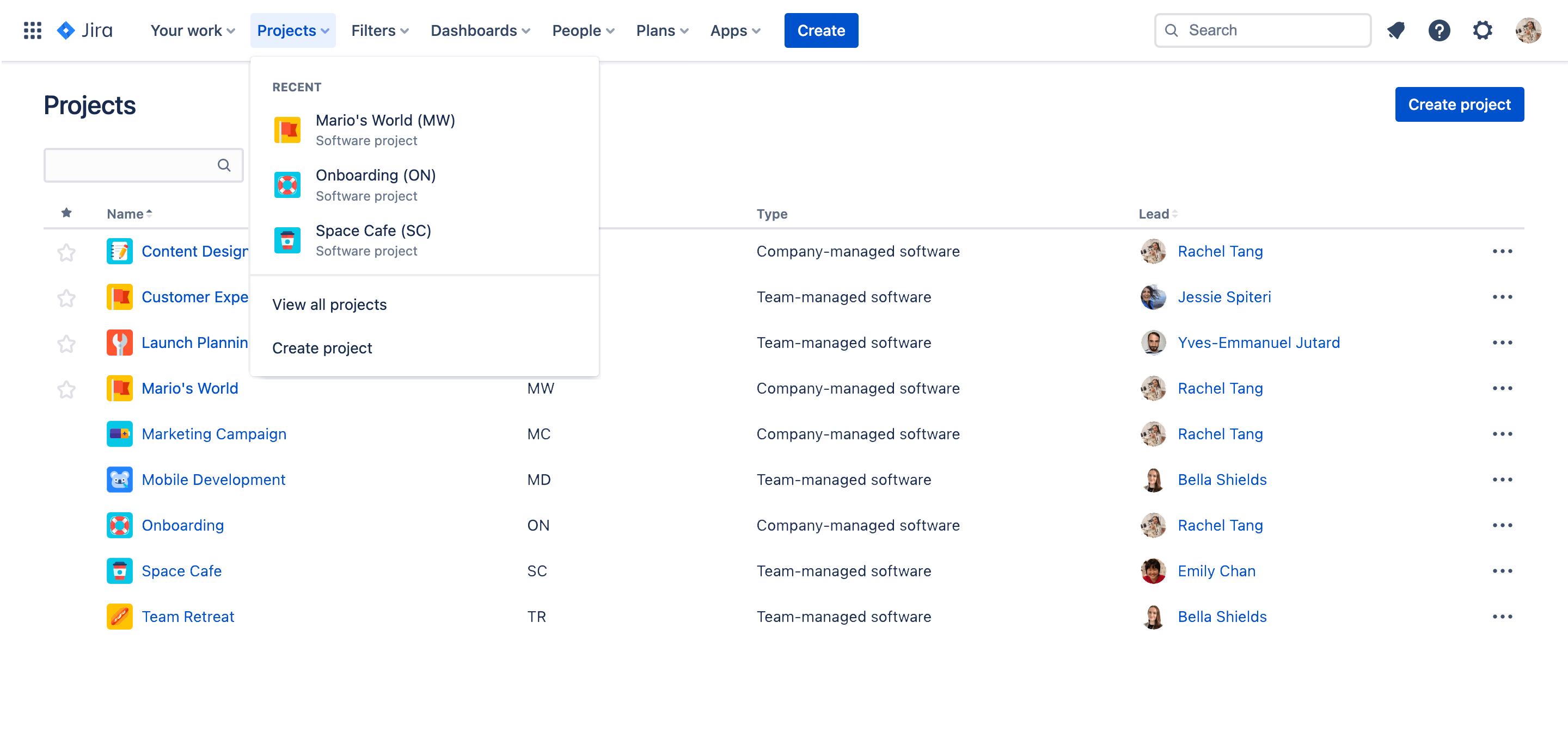 Captura de tela da visão geral do projeto