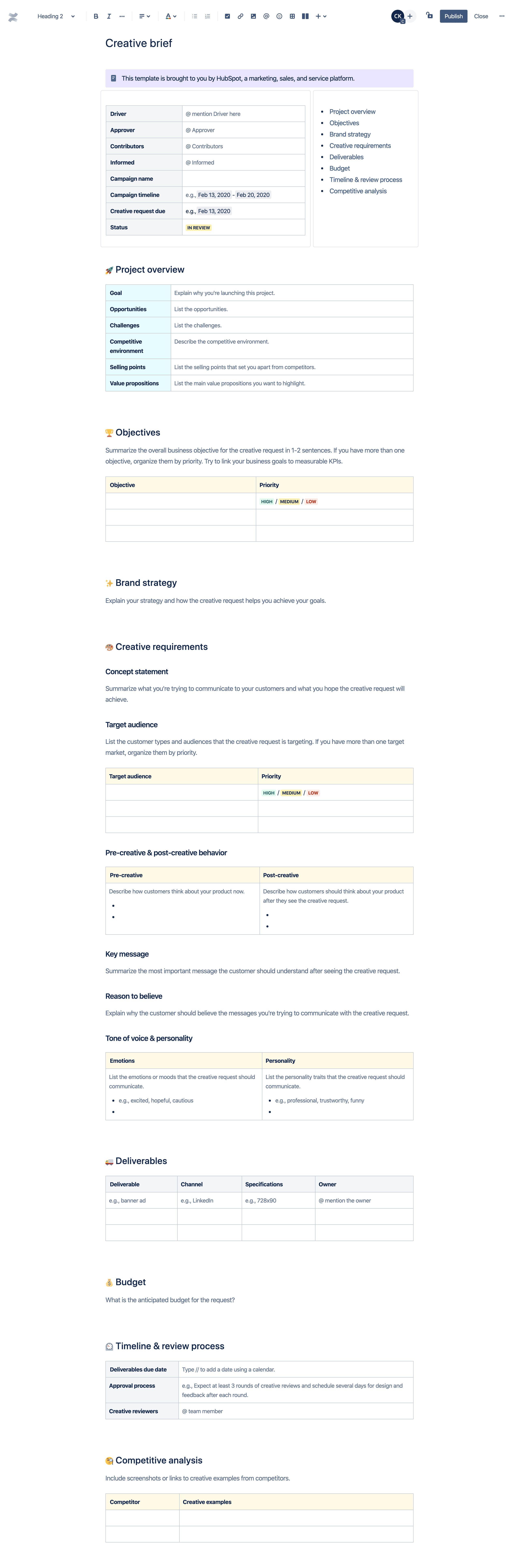 Creative brief template | Atlassian