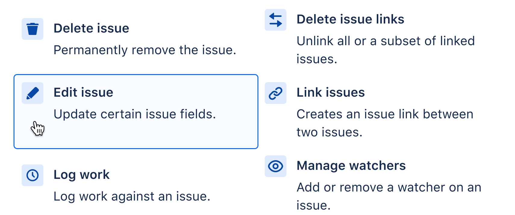 Añadir una acción "Edit Issue" (Editar incidencia)