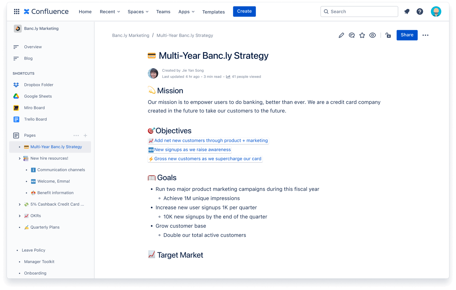 Confluence page