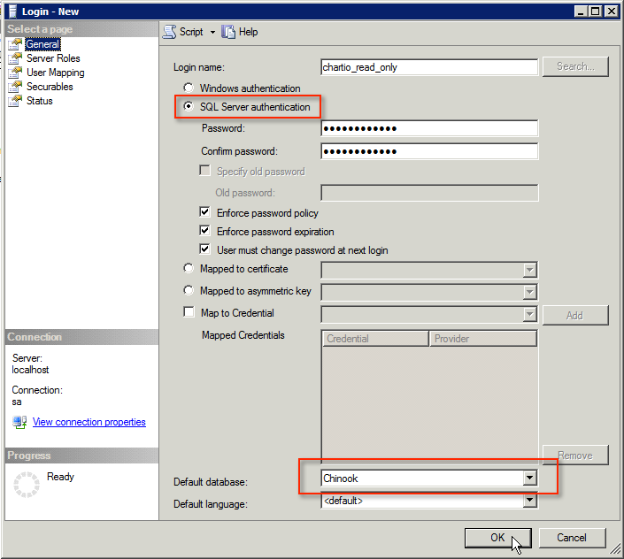 Select the database that you would like Chartio to connect to as the Default database