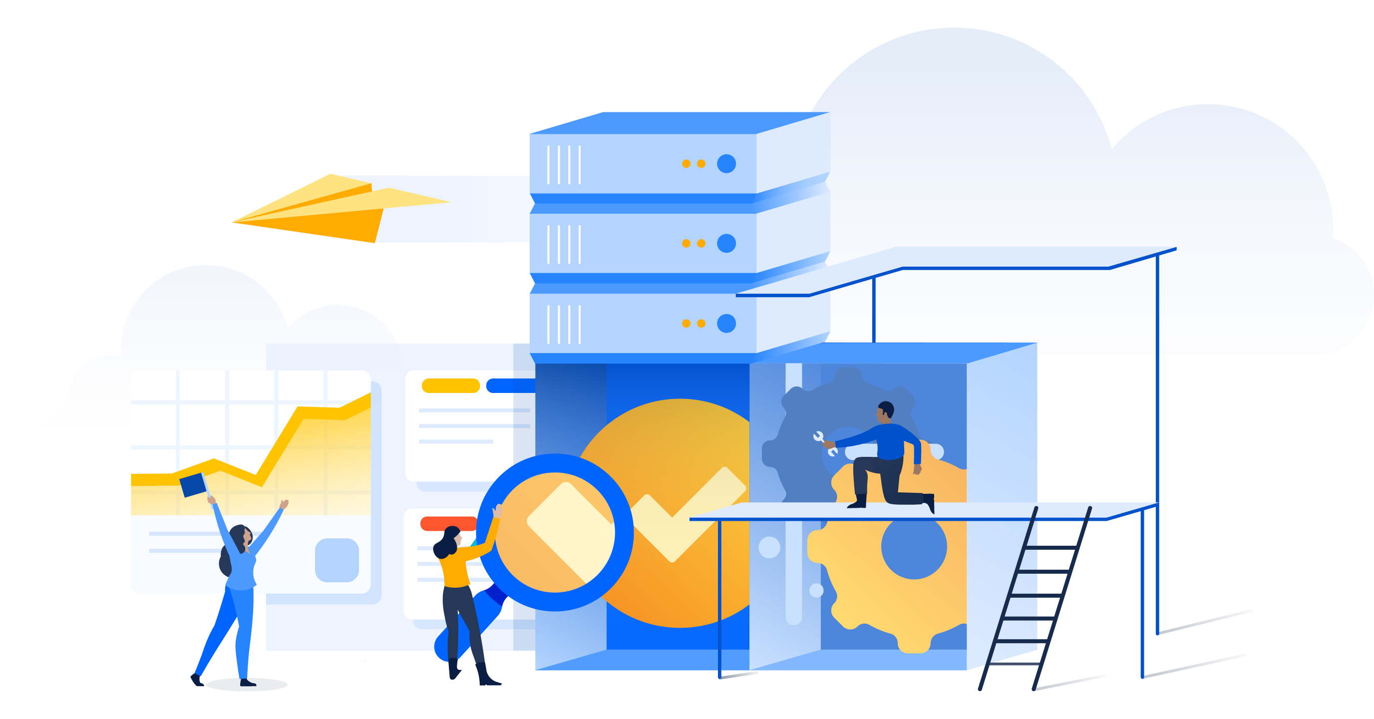 Data Center의 Cloud에서 일하는 사람들